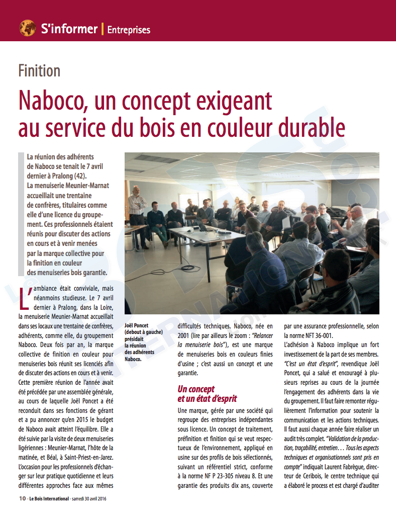 Article Le Bois International - avril 2016