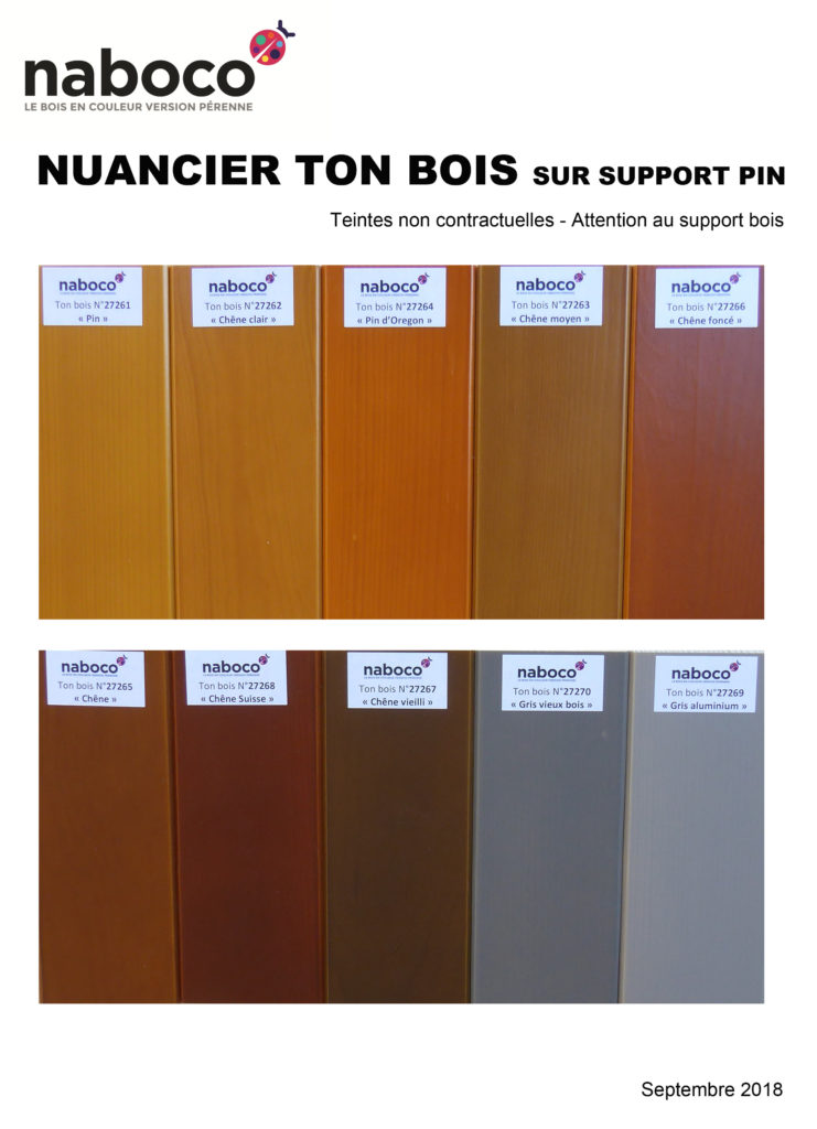 Naboco Nuancier ton bois peint 2018